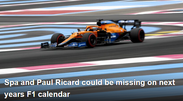 斯帕和保罗·里卡德可能会缺席明年的F1赛程(图1)